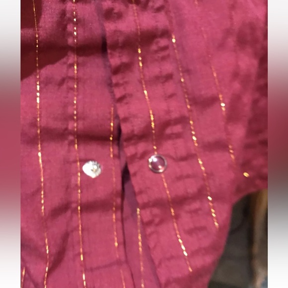 Panhandle Slim S/S Western Shirt Men’s L 16.5 Cranberry Gold Stripe Pearl Snaps - Picture 3 of 12